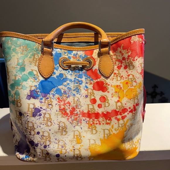 Dooney & Bourke Vintage Paint Splatter, Vachetta Leather Bag - Picture 4 of 17